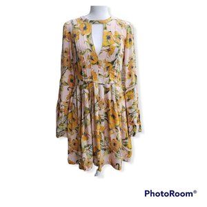 Free People Tegan Dress Yellow Pink Floral Size 2